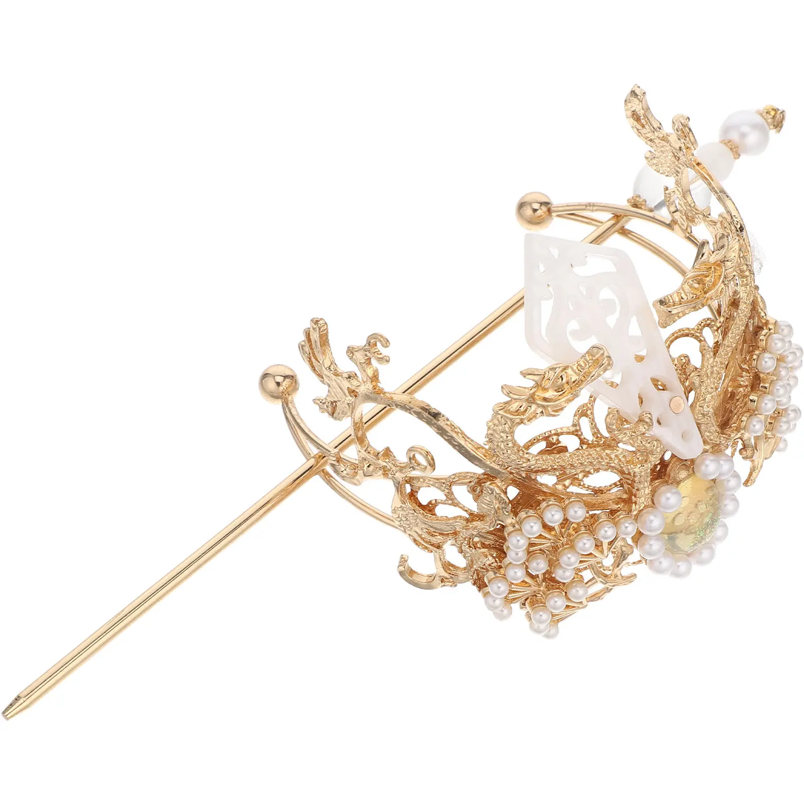 Hanfu Hair Stick Crown Alloy Vintage Ancient Style Chinese Hairpin Traditional Chignon Hair Accessories for Women Daily Wear