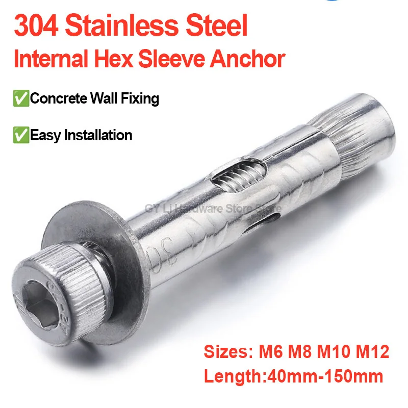 Drop In Anchor Heavy Duty 304 Stainless Steel Hex Socket Cup Head Internal Expansion Bolt For Concrete Wall M6 M8 M10 M12