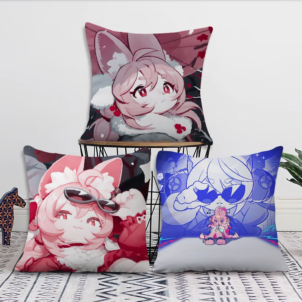 Kawaii Zenless Zone Zero Zhao Cushion Cover For Pillow Printing Sofa Decoration Home Room Coffee Shop Office Nordic Simplicity