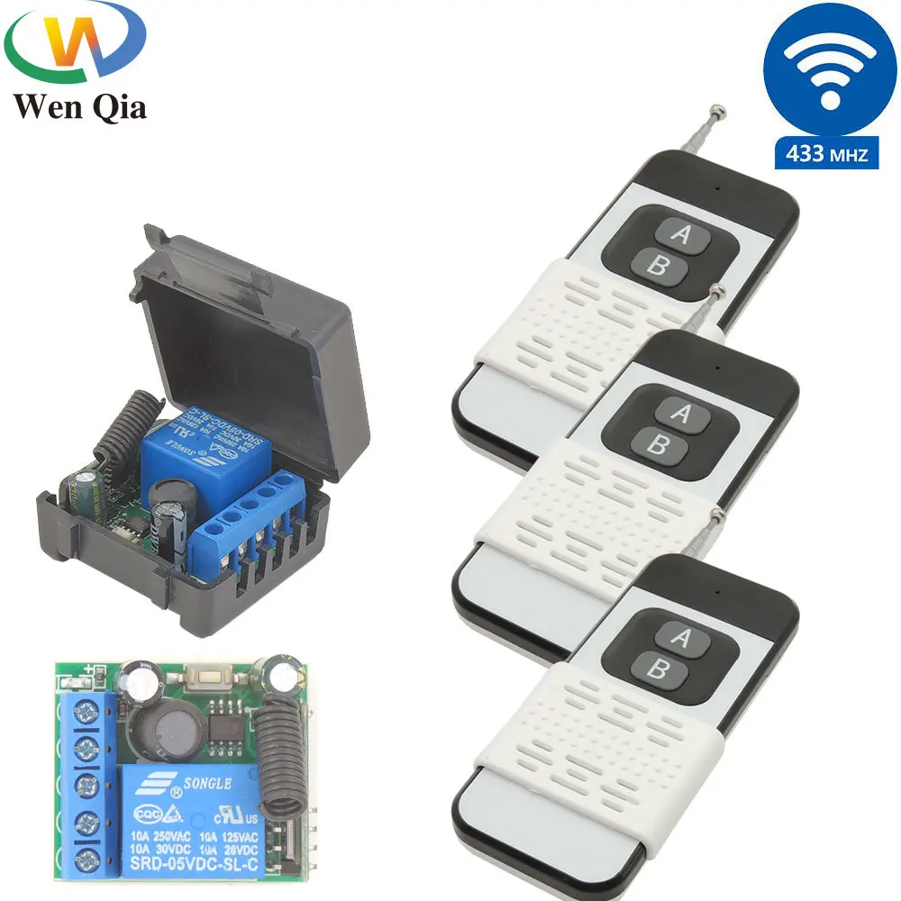 (1+3 Set)433Mhz Remote Control DC 12V 1CH Receiver Module Wireless Switch 1000m Range  DC 6V 24V 30V Relay for Electronic Lock