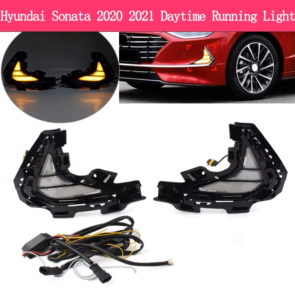 

Plug and Play для Hyundai Sonata 2020 2021, автомобильные светодиодные дневные ходовые огни, автомобильные аксессуары, противотуманные фары DRL, украшение указателя поворота