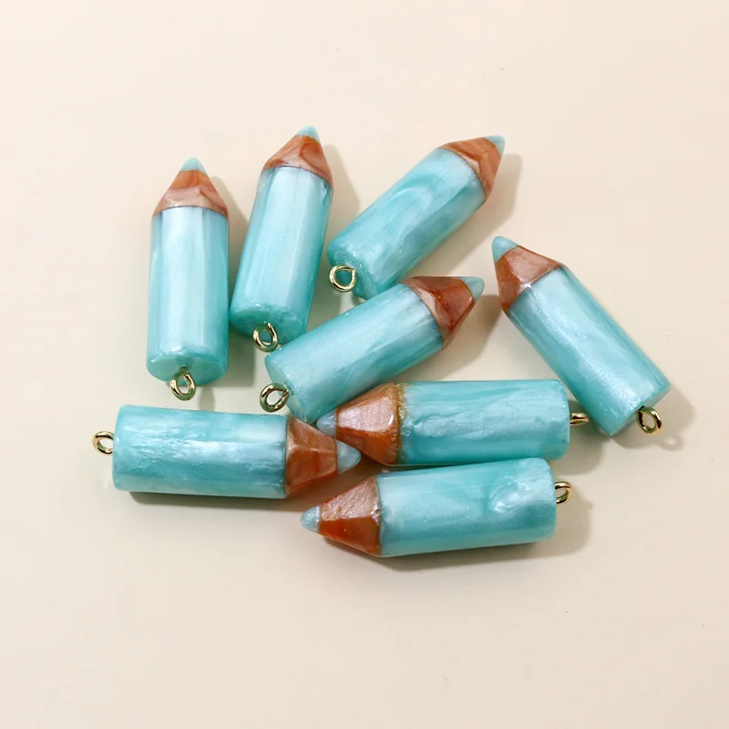 10pcs Colorful Simulation Pencil Crayon Head Charms Resin Pendant For DIY Decoration Earrings Necklace Fashion Jewelry Accessory