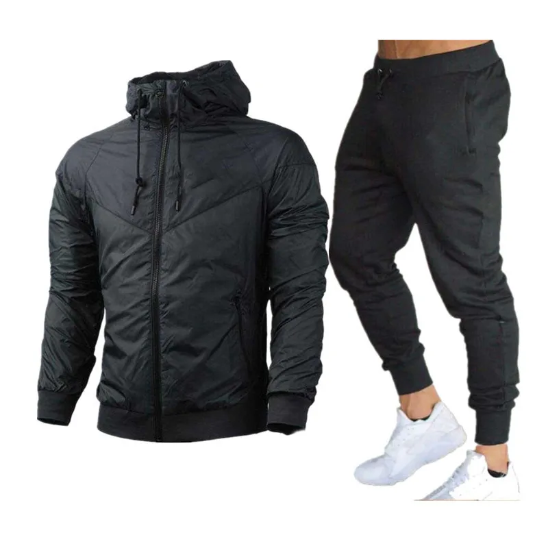 2024 Heren Winter Sport Pak Slim Fit Merk Sportkleding Vest Lange Mouw Hardloopjas, Joggingbroek, Hoge Kwaliteit, 2 Stuks Set