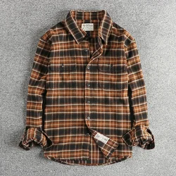 Scottish Vintage Classic Check Pockets Workwear Shirt Men's 2024 Autumn New Arrival Casual Versatile Thin Plaid Jacket Coats