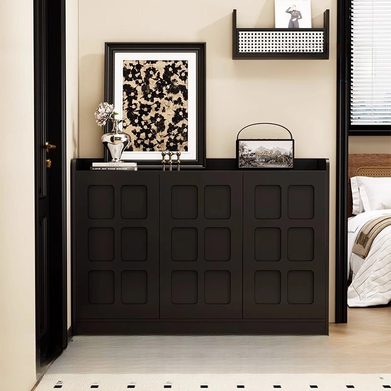 

Family High-capacity Shoe Rack Black Storage Design Ultrathin Shoes Rack Wall Integrated Armadi Da Soggiorno Cabinet Furniture