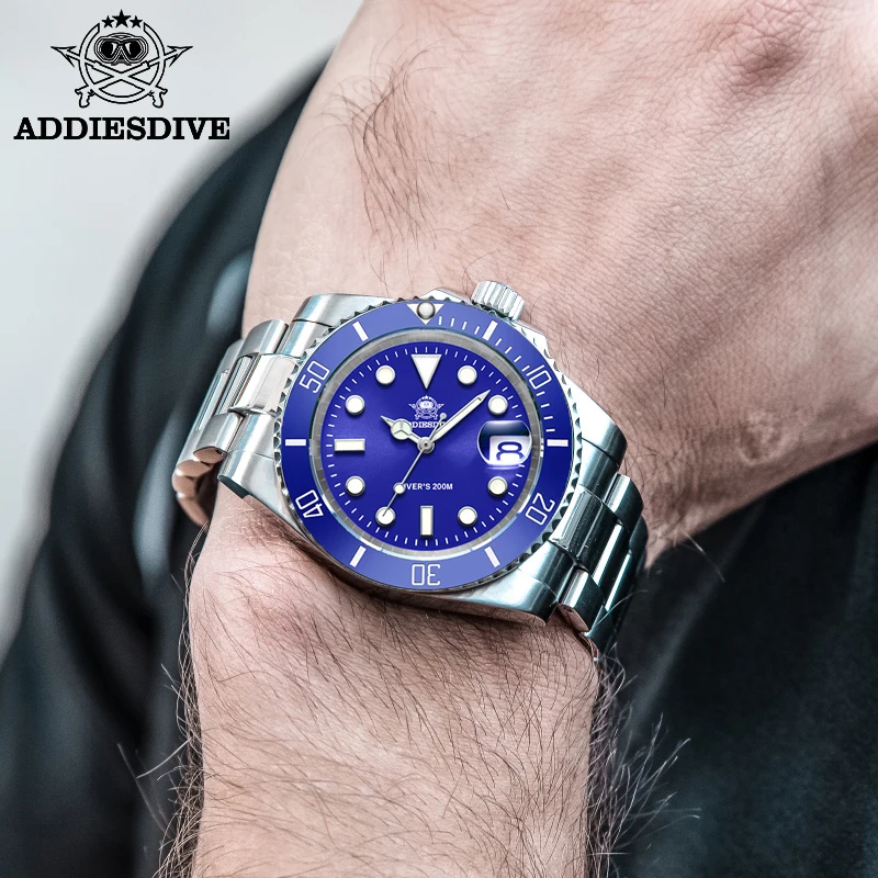 

ADDIESDIVE 41mm Watch For Men 20Bar C3 Super Luminous reloj hombre Quartz watch relogio masculino Men Steel Waterproof Watches