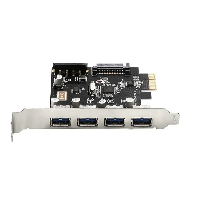 4 port USB 3.0 PCI-E Extension Card 4PIN/15PIN Power Connector for Desktops PC RISER CARD