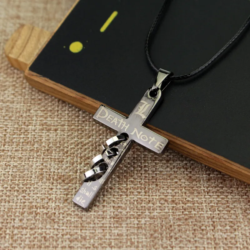 

Anime Death Note Book Pendant Necklace Rope Chain Punk Cross Choker Jewelry Fans Prop Accessories