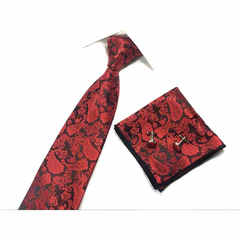 Hanky Bow tie Handkerchief NeckTie  Pocket Squares Mens Cufflinks 3Pcs Set Tie Christmas Formal school Hot MJ88