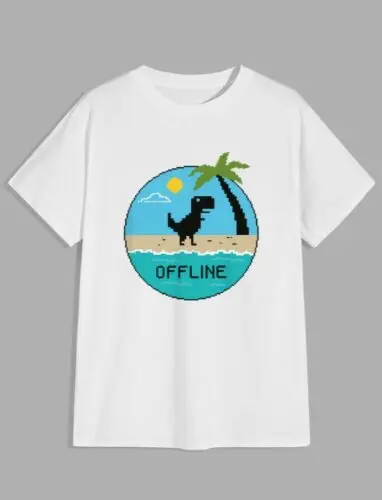 Offline Dinosaur T shirt Google Offline T shirt No Internet 100% Premium Cotton