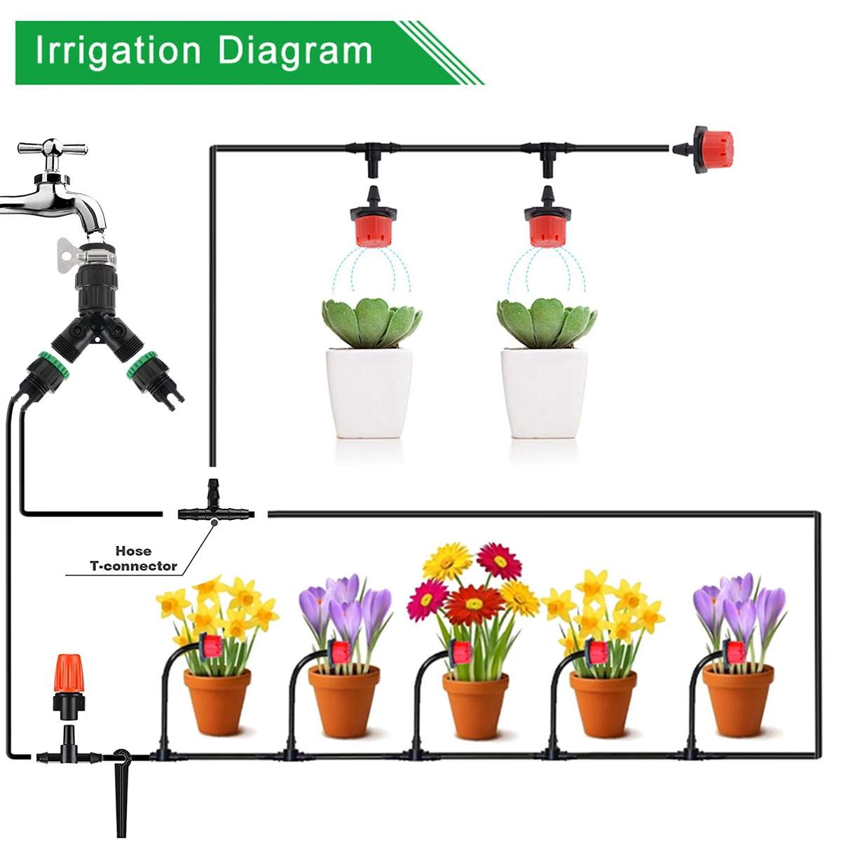 Hose Drip Irrigation System Plant Watering Set 360 Degree Adjustable 8 Hole Drippers For Irrigation Garden Watering System 2023