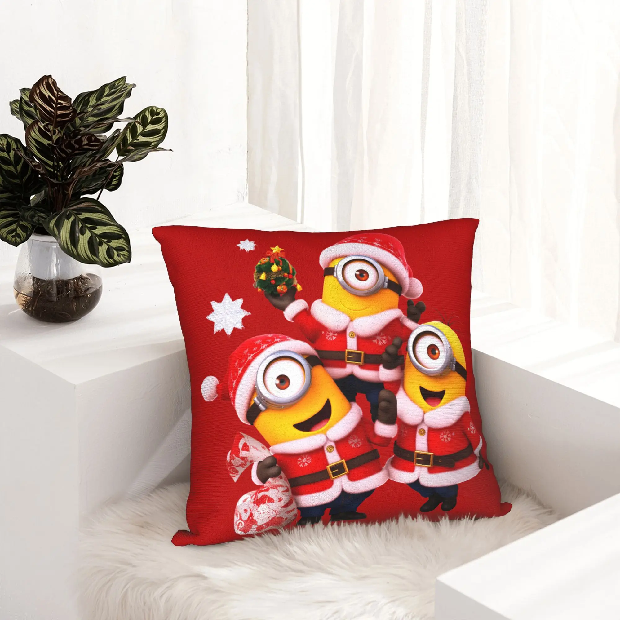 Cartoon M-Minions Christmas Pillowcase Printed Fabric Cushion Cover Decor  Pillow Case Cover Bed Dropshipping 40*40cm
