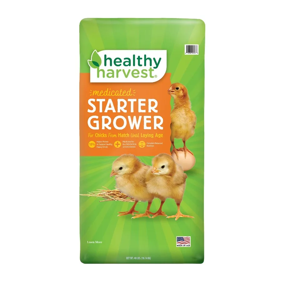 Healthy Harvest 18% Medicated Starter Grower for Chicks, 40 lb bag