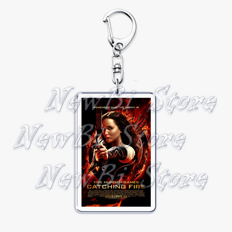 The Hunger Games Keychain for Accessories Bag Katniss Coriolanus Snow Peeta Catching Fire Key Chain Keyring Jewelry Fans Gift