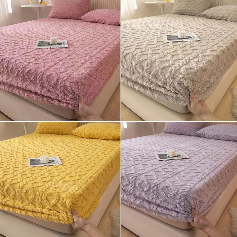 Soft Thickness Bedsheet Bedspread Milk Velvet Mattress Protective Cover Plush Insulation Bedspread for Winter colchas para cama