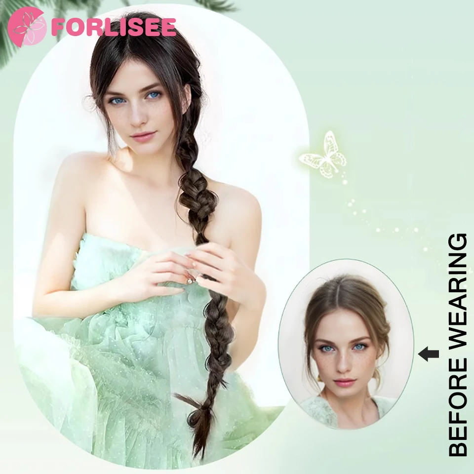 FORLISEE Synthetic 24-inch Ponytail The Wizard of Oz Braided Braid Forest-style Long Braid Hair Ring Wig Braid Ponytail