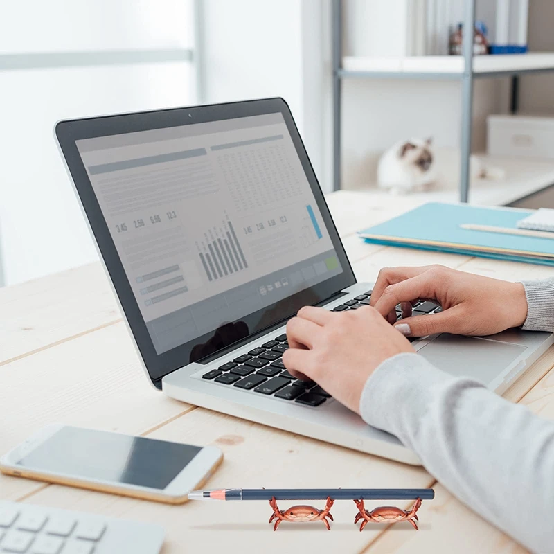 2 X Cute Pen Holder Weightlifting Crabs Pen Holder Stand Bracket Storage Pen Rack For Office(Red+Blue)