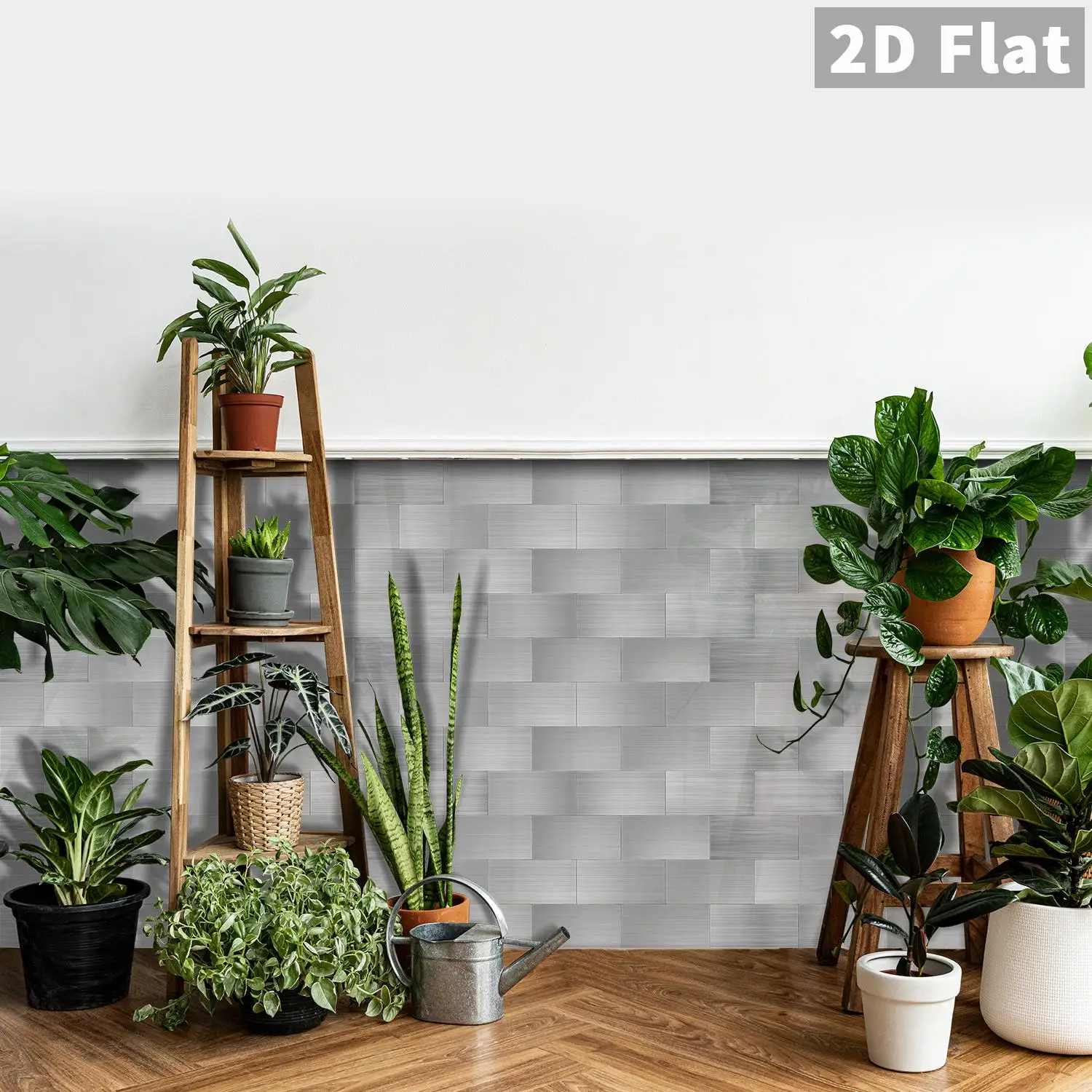 

Brushed silver metal wall sticker self-adhesive easy to assemble light luxury kitchen bar counter living room decoration sticker