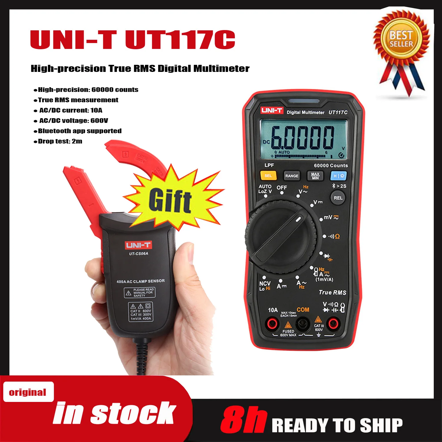 UNI-T UT117C High-precision True Effective Value Professional Multimeter AC/DC Multi-purpose Electrical Original Ohmmeter.