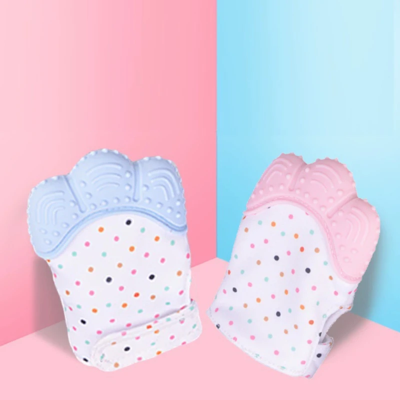 

1/2pcs Newborn anti scratch face breathable gloves, baby silicone molars, baby nibbling gloves, silicone teething rods