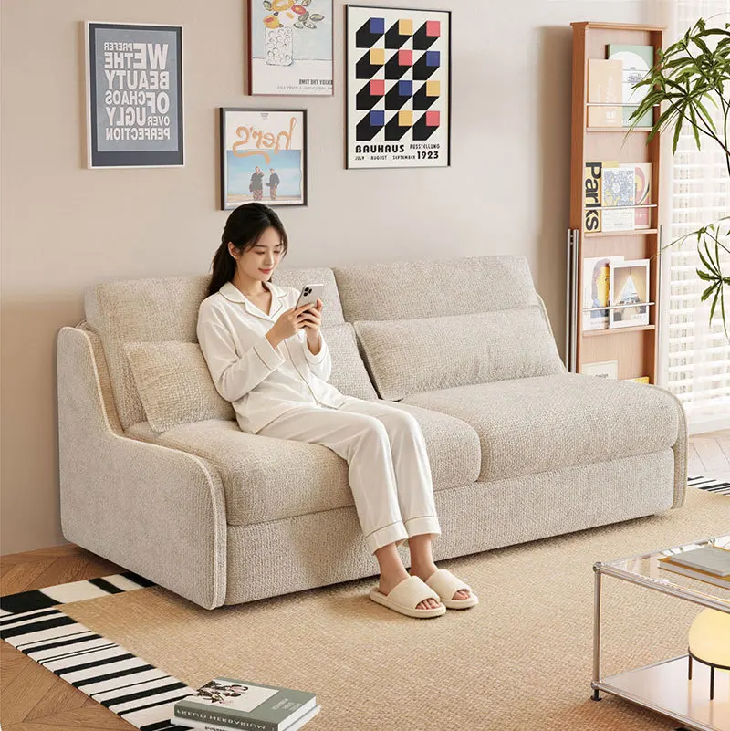 Flip type small apartment with its own mattress, living room, bedroom, sitting and lying integrated folding sofa bed, folding