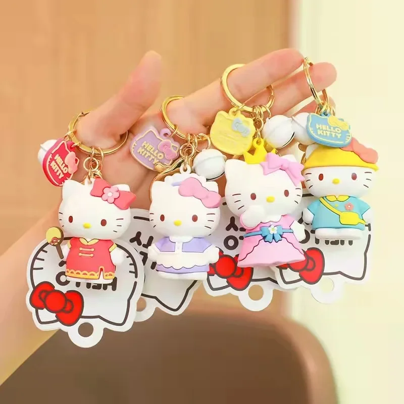 Creative Cute Cartoon Dress Up Diary Hello Kitty Silicone Keychain Pendant Car with Figure Ornament Girlfriend Gift