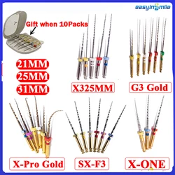 6Pcs Dental Endodontic Rotary files  X-Pro Gold Files Large Taper NITI Files Root Canal SX-F3 engine tips 21MM/25MM/31MM