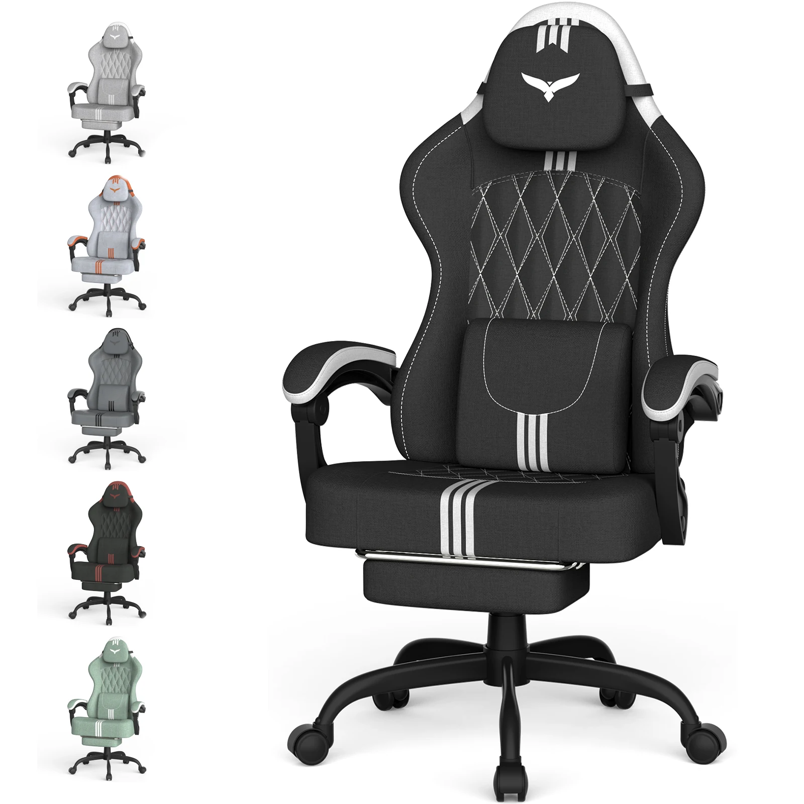 Chaise ergonomique Soontrans en lin avec coussin de siège à ressorts ensachés, une chaise de bureau confortable pour la maison et le gaming