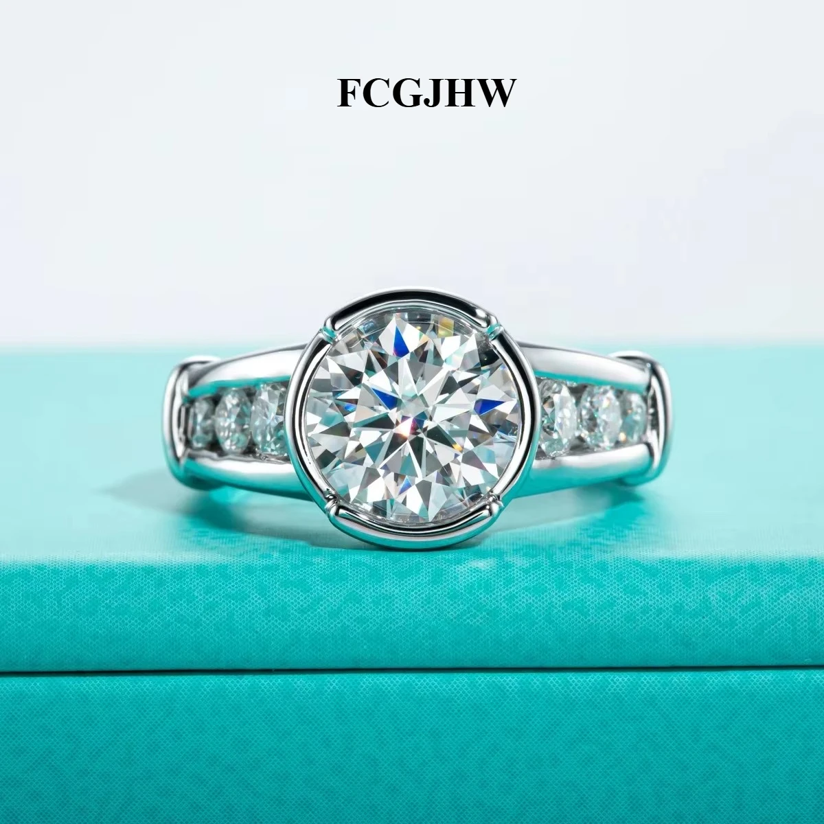 FCGJHW 3ct Round D Color Moissanite Engagement Rings 18K Gold Plated Wedding Band Ring Jewelry Women&Men Wholesale 2026