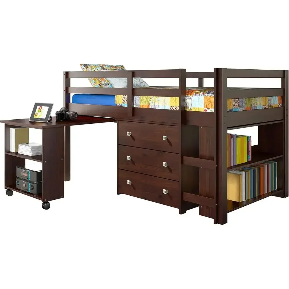 Twin Size Study & Sleep Puccino Low Loft Bed