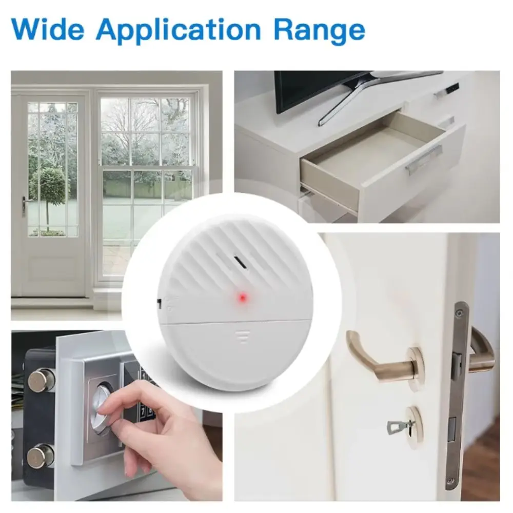 Mini Battery-Powered Vibration Alarm 125dB Wireless Anti-Theft Alarm Easy Install Adhesive Glass Breakage Sensor Home