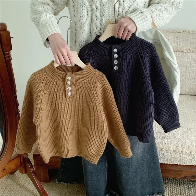 

Boys Sweater Wool Coat Kids Tops Knitting 2024 Christmas Spring Autumn Plus Thicken Cottons Pullover Formal Sport Children's Clo