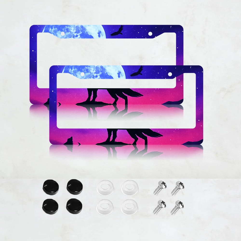 

2PC 2-Hole License Plate Frame, Aluminum, 6x12 Inches, with Screws, US Canada Mexico Standard Size, Retro Novelty Car Decor