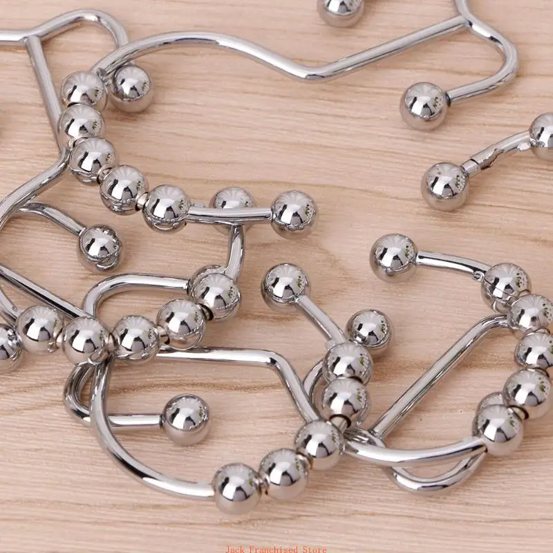 

12Pcs Stainless Steel Double Hook Polished Nickel Gliding Shower Curtain Rings