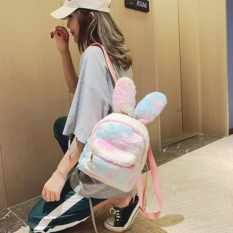 Kid\'s Backpack Easter Mini Simple Plush Rabbit Bag Korean Children\'s Plush Bear Pendant Shoulder Bag Tide Child Girl Purse Bag