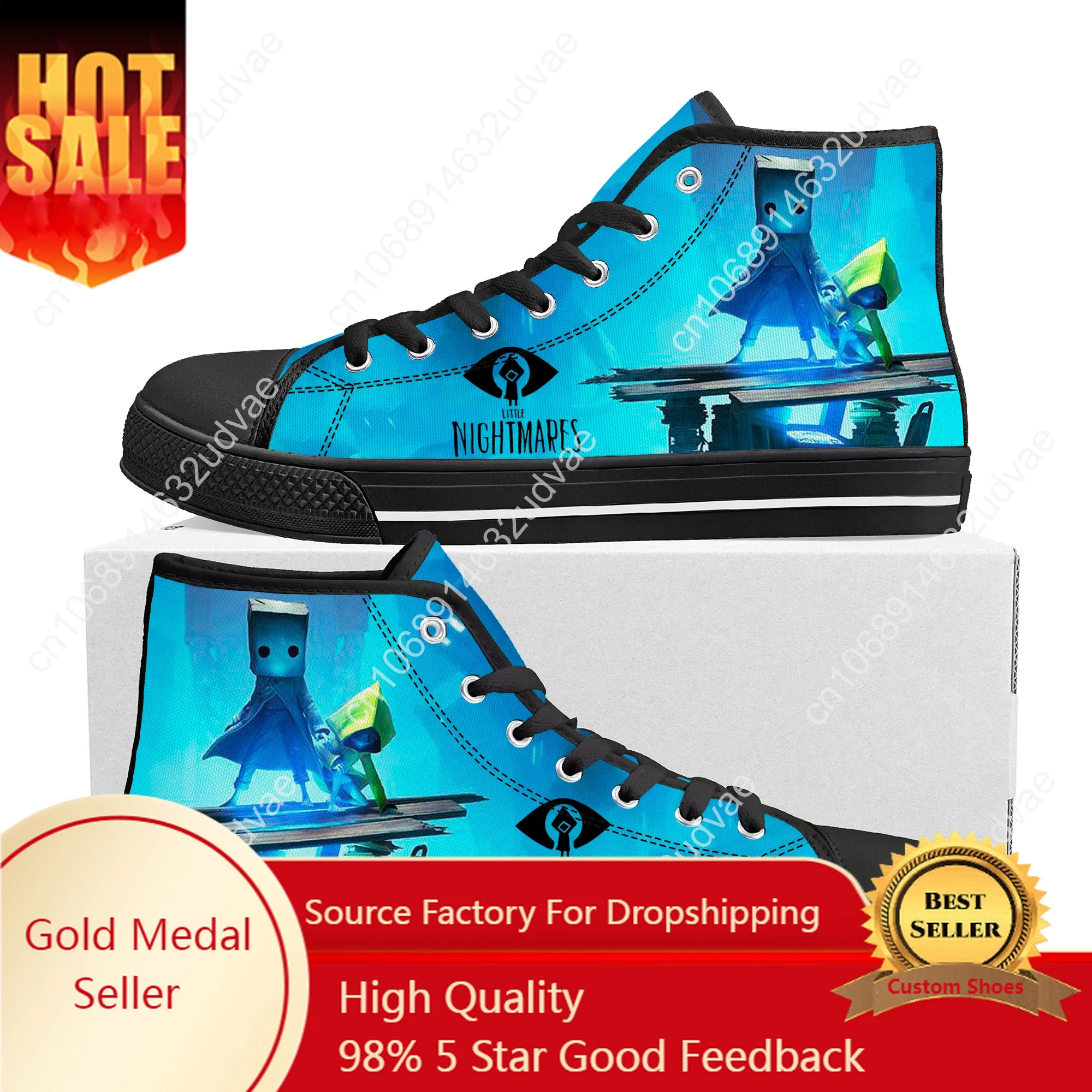 

Anime Game Little Nightmares High Top Sneakers High Quality Mens Womens Teenager Canvas Sneaker Casual Couple Shoes Custom Shoe