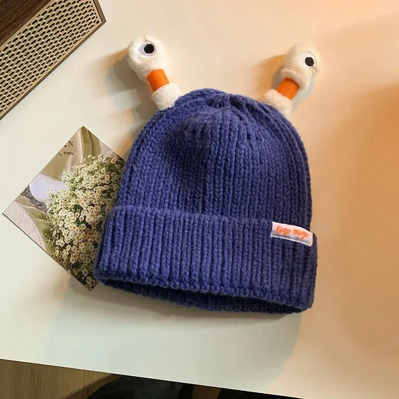 Niedliche Cartoon-schrullige lichtemittierende Tentakel-Strickmütze, Eltern-Kind-Modelle, warme Wollmütze, Augen, lichtemittierende Beanie, Monstermütze – Detail 17