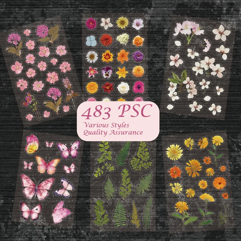 

36 Sheets Transparent PET Flower Sticker DIY Scrapbooking Handbook Decoration Stickers Stationery