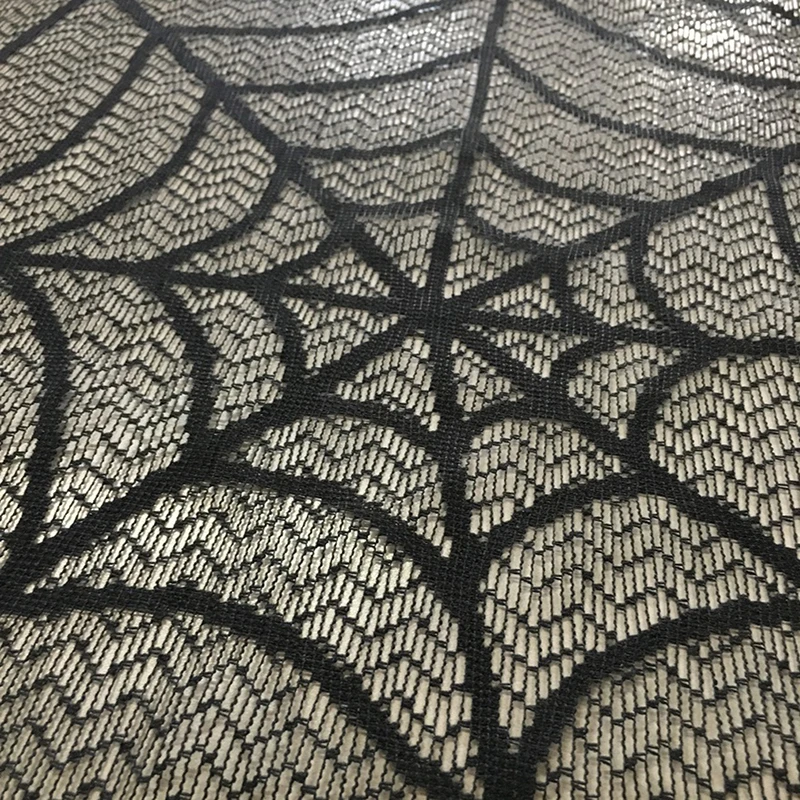 Halloween Spider Web Table Cloth Decor Black Spider Web Lace Tablecloth  Curtain For Halloween Party Home Decoration Horror Prop