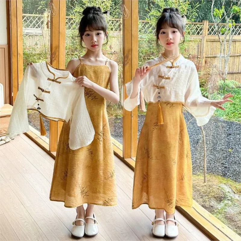 

Creative Girls' Hanfu Dress Suit Autumn New Style Chinese Style Dress 2025 New Children's Set Tang Style Hanfu 2-piece Set LH101