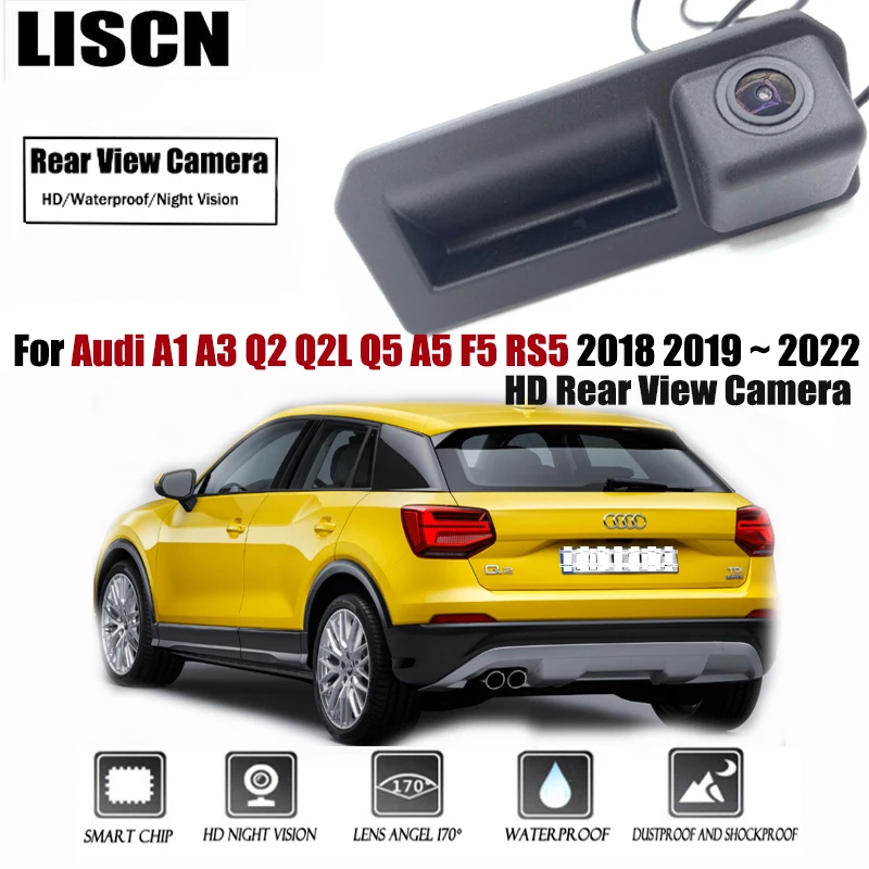 HD Rear View Camera For Audi A1 A3 Q2 Q2L Q5 A5 F5 RS5 2018 2019 ~ 2022 Trunk Handle Backup Waterproof Parking Reversing Camera