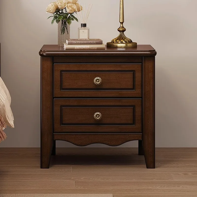 

Solid wood bedside table American old money storage cabinet household locker bedroom