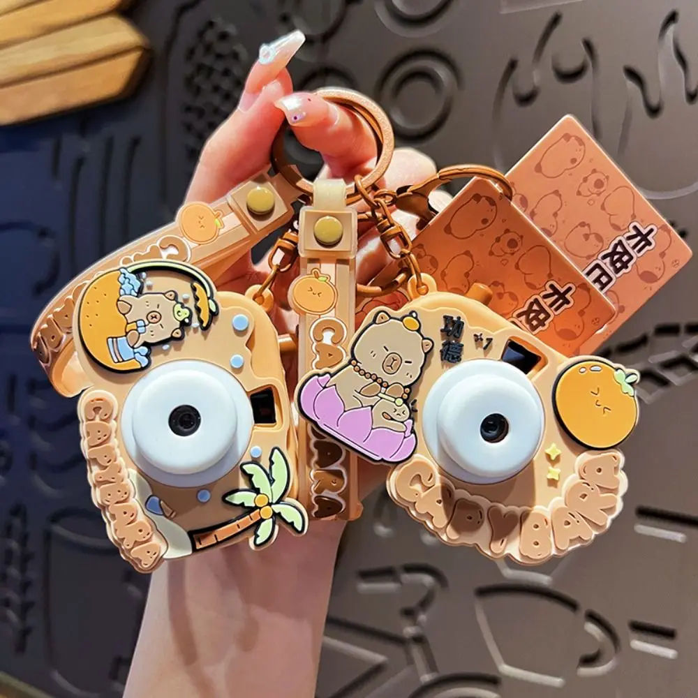 Projection Capybara Projection Camera Keychain with Flashlight Simulation Luminous Capybara Mini Camera Keyring Cute Creative