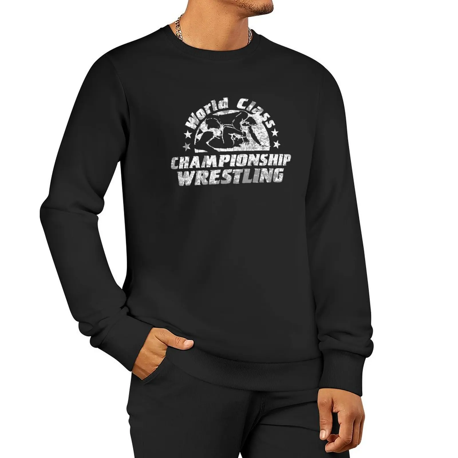 Copy of World Class Championship Wrestling distressed in white Pullover Hoodie men's clothes new hoodies and sweatshirts