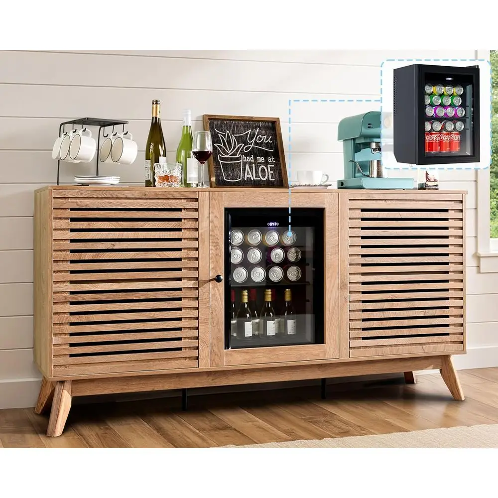

60 White Coffee and Beverage Bar Cabinet with Wine Storage, Suitable for Dining and Living Rooms