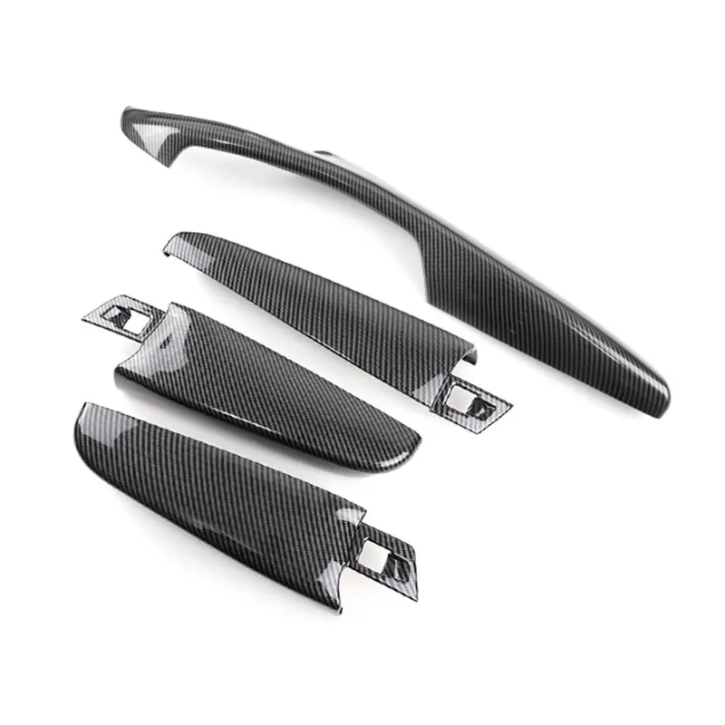 ABS Carbon Fiber Style 4pcs Car Accessories Interior Door Armrest Panel Protection Cover Trim For BMW 5 Series F10 F18 2011-2017