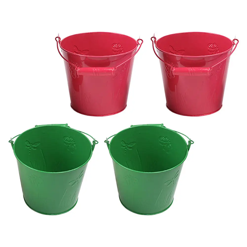 

4Pcs Beach Bucket Iron Bright Durable Color Sand and Water Play Outdoor Activity for Kids Beach Bucket Toy Kids Toy