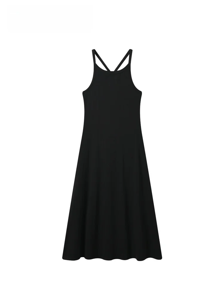 

plus Size Vest Strap Dress Women Summer New Style Hepburn Wind A-Line Skirt Long Sleeveless City Commute Cotton Polyester