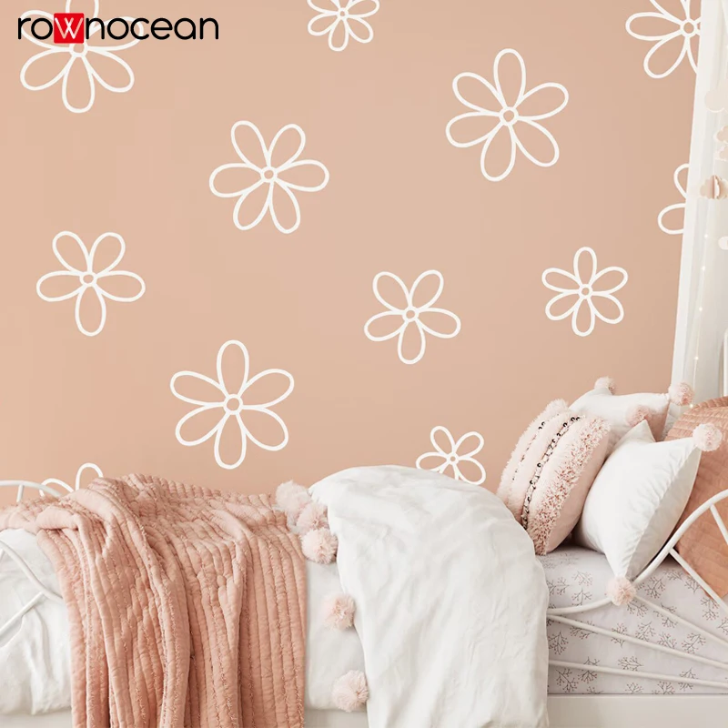 13pcs/set Daisy Wall Decals - Floral Nursery Decor, Kids Room Wall Art, Removable Flower vinyl Stickers E969