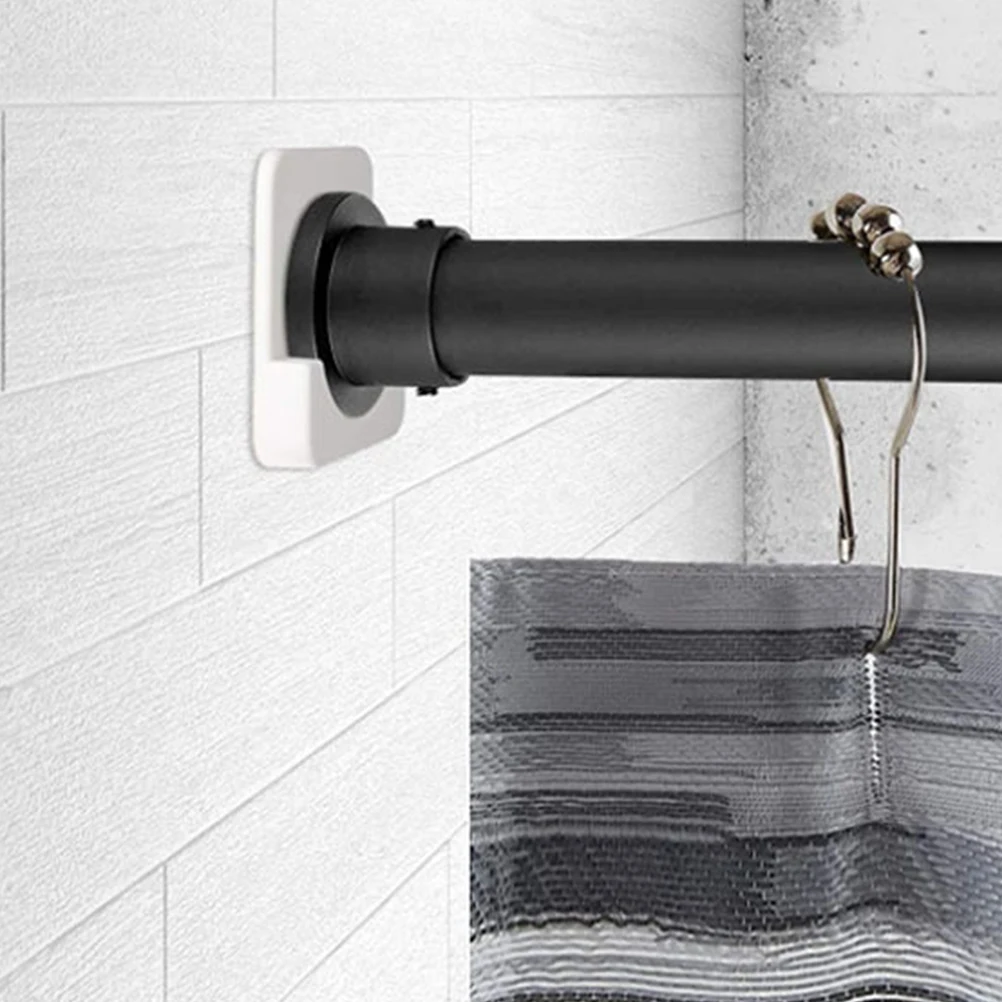 

Shower Curtain Rod Holder Plastic Universal Mount Bracket Non-scratch Bathroom Wall Easy Installation Fits Various Walls Stable